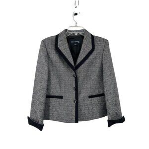 Evan-Picone Blazer Jacket Womens 12P Used Gray Black Trim Lined Petite